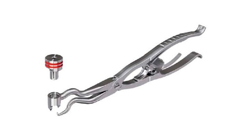 Variable Angle Locking Hand System lag screw drill sleeve insertion into forceps