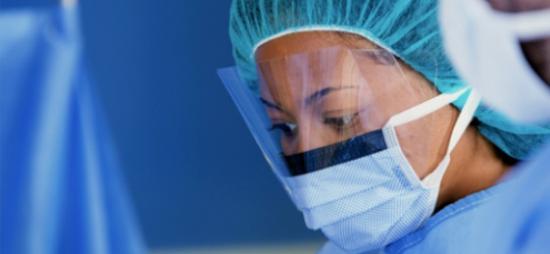 surgeon wearing a visor
